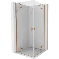 Mexen Mist H Duo cabine de douche pivotante 95 x 95 cm, transparent, cuivre brossé - 8A5-095L-095P-65-00