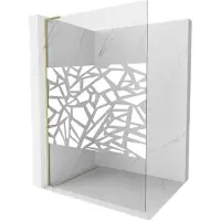 Mexen Kioto L Paroi de douche à l'italienne 80 x 200 cm, motif blanc, or - 800-080-103-50-78
