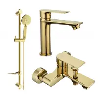 Mexen Royo DF40 Ensemble lavabo et bain avec accessoires dorés (72203DF40-50)