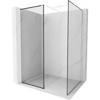 Mexen Kioto Paroi de douche à l'italienne 160 x 120 cm, motif noir, blanc - 800-160-202-20-70-120