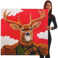 MCW Peinture à l'huile Cerf peinte à la main