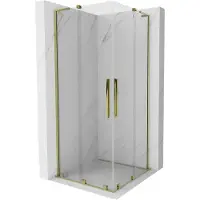 Mexen Velar L Duo Cabine de douche Porte coulissante 80 x 80 cm, transparente, or - 871-080-080-02-03-50