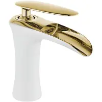 Mexen Mélangeur de lavabo Lyra, blanc/or (745300-25)
