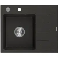 Mexen Ben Evier en granit à 1 niveau avec vidage à gauche 600 x 500 mm, noir/or métallisé, siphon chromé - 6522605000-75