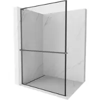 Mexen Kioto+ L paroi de douche avec étagère Walk-in 50 x 200 cm, motif noir, gun metal - 800-050-123-95-70