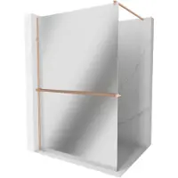 Mexen Kioto+ paroi de douche avec étagère Walk-in 130 x 200 cm, miroir, laiton brossé - 800-130-121-65-50