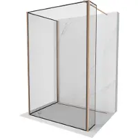 Mexen Kioto Paroi de douche Walk-in 90 x 90 x 30 cm, design noir, laiton brossé - 800-090-090-221-65-70-030