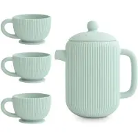 Mushie Coffret de jeu en silicone pour b b | 4 jouets de cuisine pour tout-petits partir de 10 mois (bleu Cambridge)