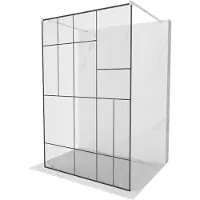 Mexen Kioto paroi de douche autoportante 110 x 200 cm, motif noir 8 mm, nickel brossé - 800-110-002-97-78