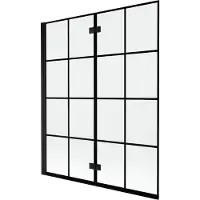 Mexen Mist Paroi de douche à 2 volets, gauche 140 x 150 cm, grille noire, noir - 8A9-140-002-70-77-L