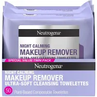 Neutrogena Lingettes Démaquillantes Calme Nuit , Lingettes Visage Jetables, 25 ct, Pack Double