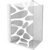 Mexen Kioto+ Paroi de douche à l'italienne avec étagère 80 x 200 cm, motif blanc, nickel brossé - 800-080-121-97-97