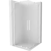 Mexen Velar L Duo Cabine de douche 90x90 cm blanc givré extensible