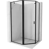 Mexen Mist cabine de douche pentagonale asymétrique pivotante gauche 100 x 90 cm, cadre noir, noir - 8A8-100-090-70-70-L