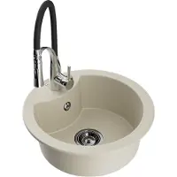 Mexen Diego évier 1 bac en granit avec mitigeur Aster, Beige - 6512-69-73450-07-B