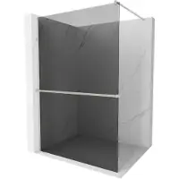 Mexen Kioto+ paroi de douche avec étagère Walk-in 130 x 200 cm, graphite, nickel brossé - 800-130-121-97-40