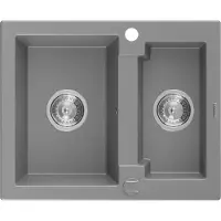 Mexen Carlos granit évier 1.5 582x475 mm, gris, siphon chrome (6518581500-71)