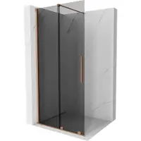 Mexen Velar paroi de douche coulissante à l'italienne 120 x 200 cm, graphite 8 mm, cuivre brossé - 871-120-000-43-65