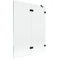 Mexen Lunar Paroi pliante pour baignoire à 2 volets, droite 130 x 150 cm, transparent, noir - 897-130-100-70-00-P