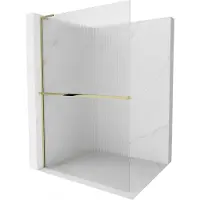 Mexen Kioto+ L paroi de douche avec tablette de plain-pied 120 x 200 cm, transparent, or - 800-120-123-50-09