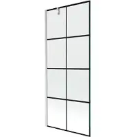 Mexen Next Pare-douche pour baignoire 1 aile 80 x 150 cm, motif noir, nickel brossé - 895-080-000-00-77-97