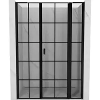 Mexen Mist L Porte de douche battante droite 155 cm, grille noire, noire - 8A4L-155-001-70-77-P
