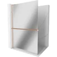 Mexen Kioto+ L paroi de douche avec étagère Walk-in 100 x 200 cm, miroir, laiton brossé - 800-100-123-65-50