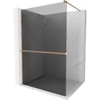 Mexen Kioto+ paroi de douche avec étagère Walk-in 80 x 200 cm, graphite, laiton brossé - 800-080-121-65-40