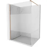 Mexen Kioto Paroi de douche à l'italienne 100 x 200 cm, transparent/opaque 8 mm, cuivre brossé - 800-100-101-65-35