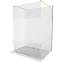 Mexen Kioto paroi de douche à poser 100 x 200 cm, transparent/mat 8 mm, or brossé - 800-100-002-55-35