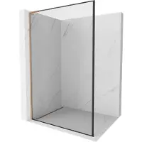 Mexen Paroi de douche Kioto L Walk-in 90 x 200 cm, cadre noir, cuivre brossé - 800-090-103-65-70