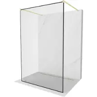 Mexen Kioto paroi de douche autoportante 140 x 200 cm, motif noir 8 mm, or brossé - 800-140-002-55-70