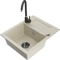 Mexen Évier en granit Enzo avec égouttoir et mitigeur Telma, beige (6506-69-670200-70)