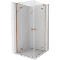 Mexen Mist-H L Duo cabine de douche pivotante 90 x 90 cm, transparent, cuivre brossé - 8A5L-090L-090P-65-00