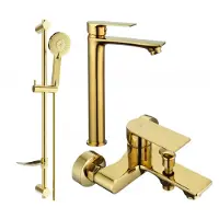 Mexen Royo DF40 Ensemble de mitigeurs de lavabo et de baignoire avec accessoires, or (72213DF40-50)