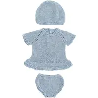 Miniland Knitted Outfit Dress&hat Clothing Set 40 Cm Bleu Enfants