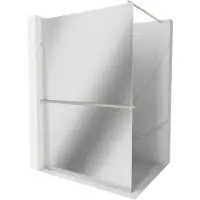 Mexen Kioto+ paroi de douche avec tablette 140 x 200 cm, effet miroir, nickel brossé - 800-140-121-97-50