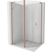Mexen Mist L cabine de douche pentagonale asymétrique pivotante 100x90 cm, transparent, cuivre brossé - 8A8L-100-090-65-00
