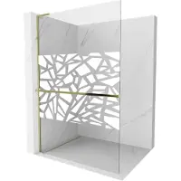 Mexen Kioto+ L paroi de douche avec étagère Walk-in 90 x 200 cm, motif blanc, or - 800-090-123-50-85
