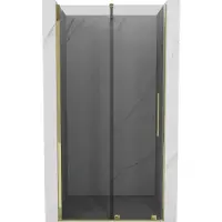 Mexen Porte de douche coulissante Velar 90 cm, graphite, or - 871-090-000-41-50