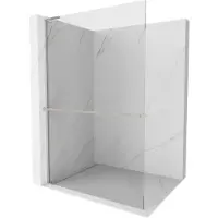 Mexen Kioto+ L Paroi de douche avec tablette à poser 60 x 200 cm, transparent, nickel brossé - 800-060-123-97-00