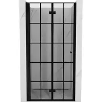 Mexen Mist-F Pare-douche pliable gauche 60 cm, grille noire, noir - 8A6-060-000-70-77-L
