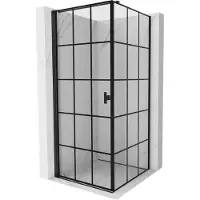 Mexen Mist-B cabine de douche pivotante gauche 80 x 80 cm, grille noire, noir - 8A2T-080-080-70-77-L