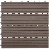 Mendler Carreaux de sol WPC Rhone, aspect bois 11 pièces de 30x30 cm = 1 m²