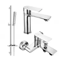 Mexen Royo DQ72 Ensemble de mitigeurs de lavabo et de baignoire avec accessoires, chrome (72203DQ72-00)