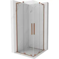 Mexen Velar L Duo Cabine de douche coulissante 80 x 80 cm, transparente, cuivre brossé - 871-080-080-02-03-65