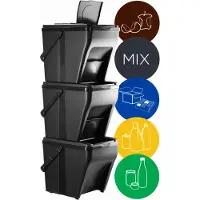 Kadax poubelle modulaire en plastique "Arbol", poubelle trieur de déchets, noir, 25L, 3 pièces