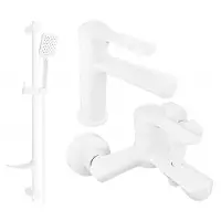 Mexen Saber DF62 Ensemble de mitigeurs de lavabo et de baignoire avec accessoires, blanc (72103DF62-20)