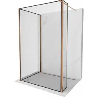 Mexen Kioto cabine de douche à l'italienne 130 x 110 x 40 cm, motif noir, or rose - 800-130-110-221-60-70-040