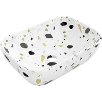 Mexen Rita lavabo à poser 45 x 32 cm, pierre terrazzo blanche - 21084587